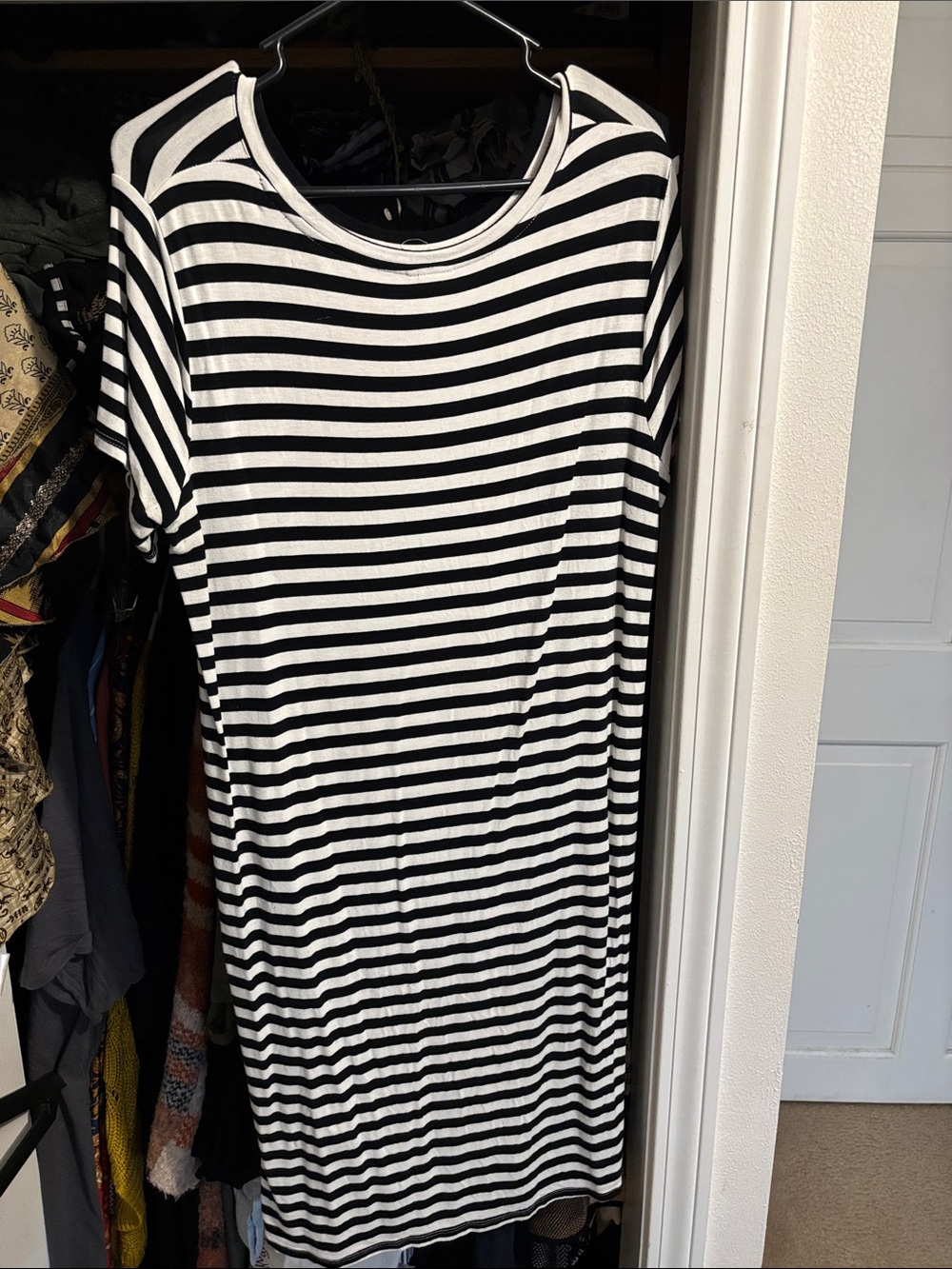 a new day Black and White Striped Midi Dress